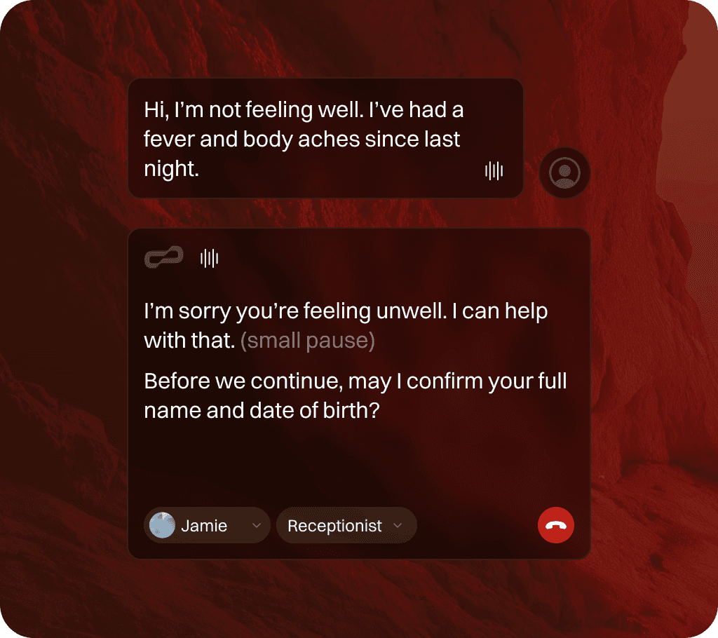 Voice AI interface resolving a medical call.