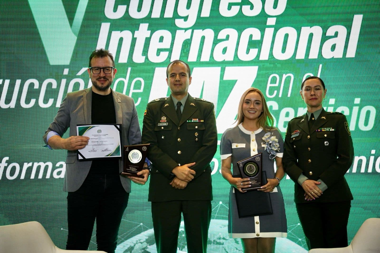 Awarded group at a government event.