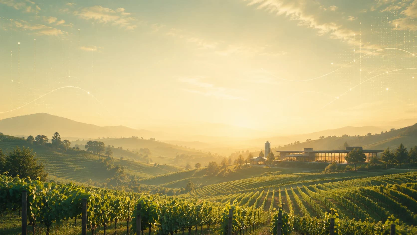 Viñedos de Napa Valley al amanecer junto a una residencia privada
